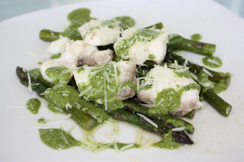 Roasted Halibut and Asparagus with Cilantro Sauce – OlympiaSeafood