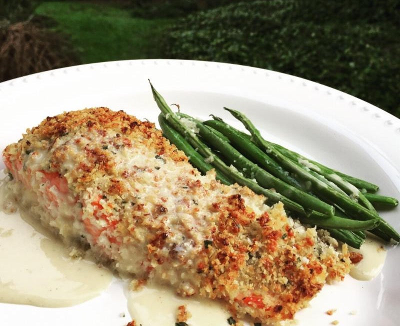 Panko Crusted Garlic Butter Sockeye with Dijon Cream Sauce – OlympiaSeafood